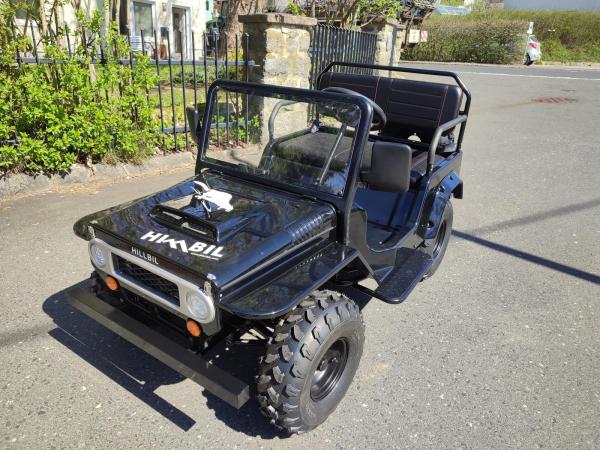 HILLBIL XTR-9 Mini Offroad Kinderfahrzeug Benzin 150 ccm bis 60 km/h (Kinderauto schwarz glänzend) mit Luftbereifung, Federung und Anhängerkupplung - 200 kg Belastung